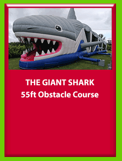 THE GIANT Shark 55FT OBSTACLE COURSE for Hire in Carrick-on-Shannon, Leitrim, Longford and Roscommmon in Ireland. Phone us on 0894258578 today to book this unit.