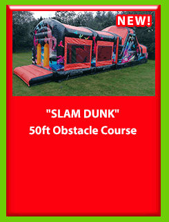 Slam Dunk 50FT OBSTACLE COURSE for Hire in Carrick-on-Shannon, Leitrim, Longford and Roscommmon in Ireland. Phone us on 0894258578 today to book this unit.